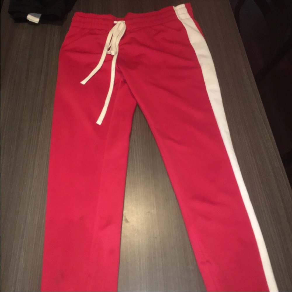 Kids Red Jogger Pants with White Stripe